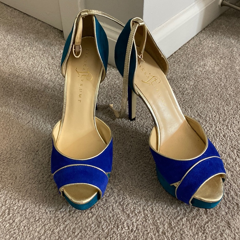 Blue/Aqua/Gold ankle strap